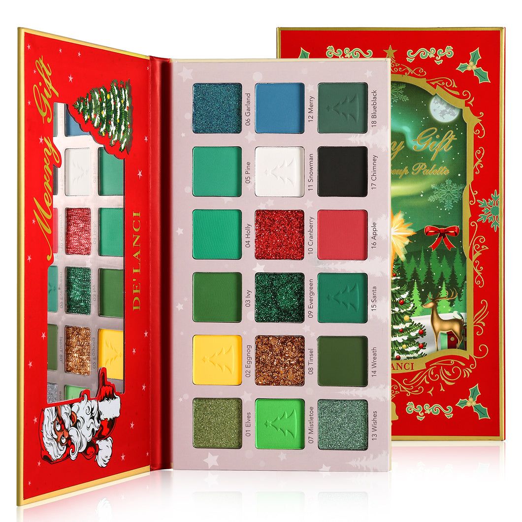 DE'LANCI 18 Colors Christmas Eyeshadow # Green