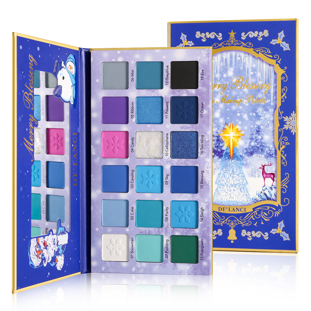 DE'LANCI 18 Colors Christmas Eyeshadow #Blue