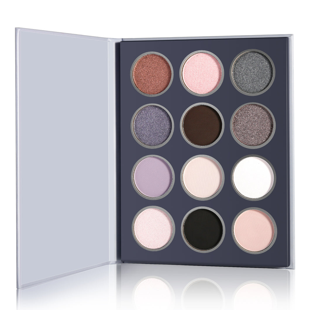 DE'LANCI 12 Colors Silver Smokey Eyeshadow Palette